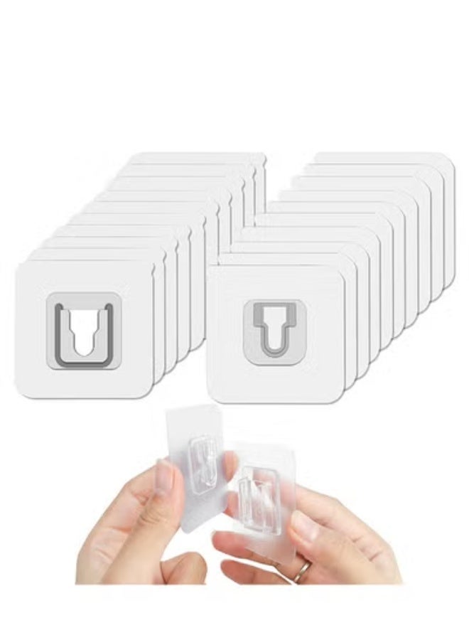 fantasize 20 قطعة خطافات لاصقة مزدوجة الجوانب قوية، مقاومة للماء والزيت، خطافات قابلة لإعادة الاستخدام، خطافات حائط للتعليق، شماعات حائط بدون مسامير، 2 في 1 ملصق بدون براغي للمطبخ والحمام والمكتب، مقاومة للماء ومقاومة للصدأ، بدون ثقب - Image 1